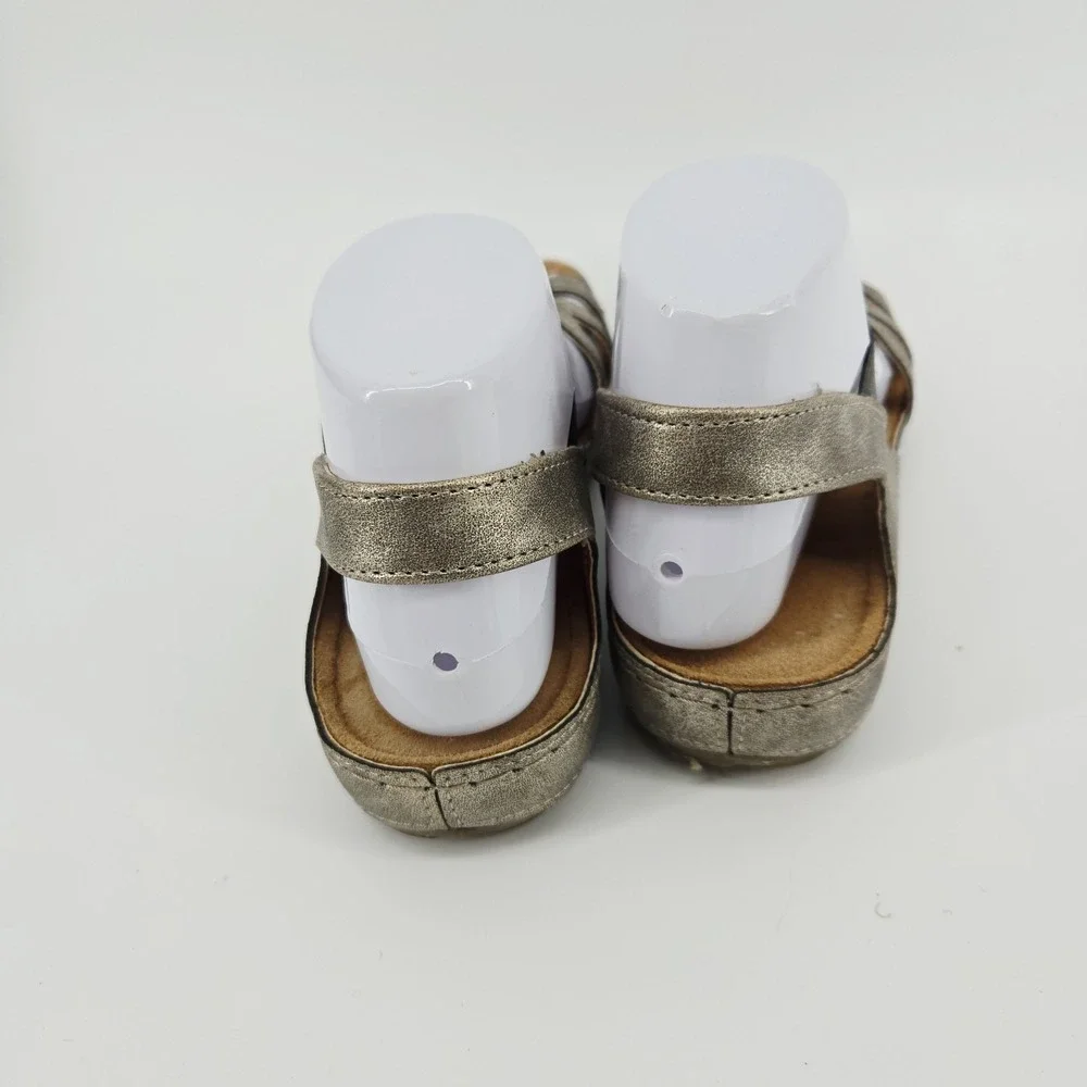 Flexus Spring Step Women's 38 7.5 Slingback Sandal Metallic Gold Leather/Elastic